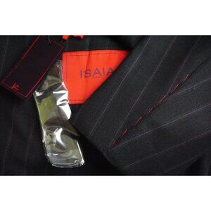 Isaia Charcoal Gray Purple Pinstriped Wool 2 Pc Suit Jacket Pants 42R BRAND NEW